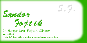 sandor fojtik business card