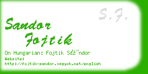 sandor fojtik business card